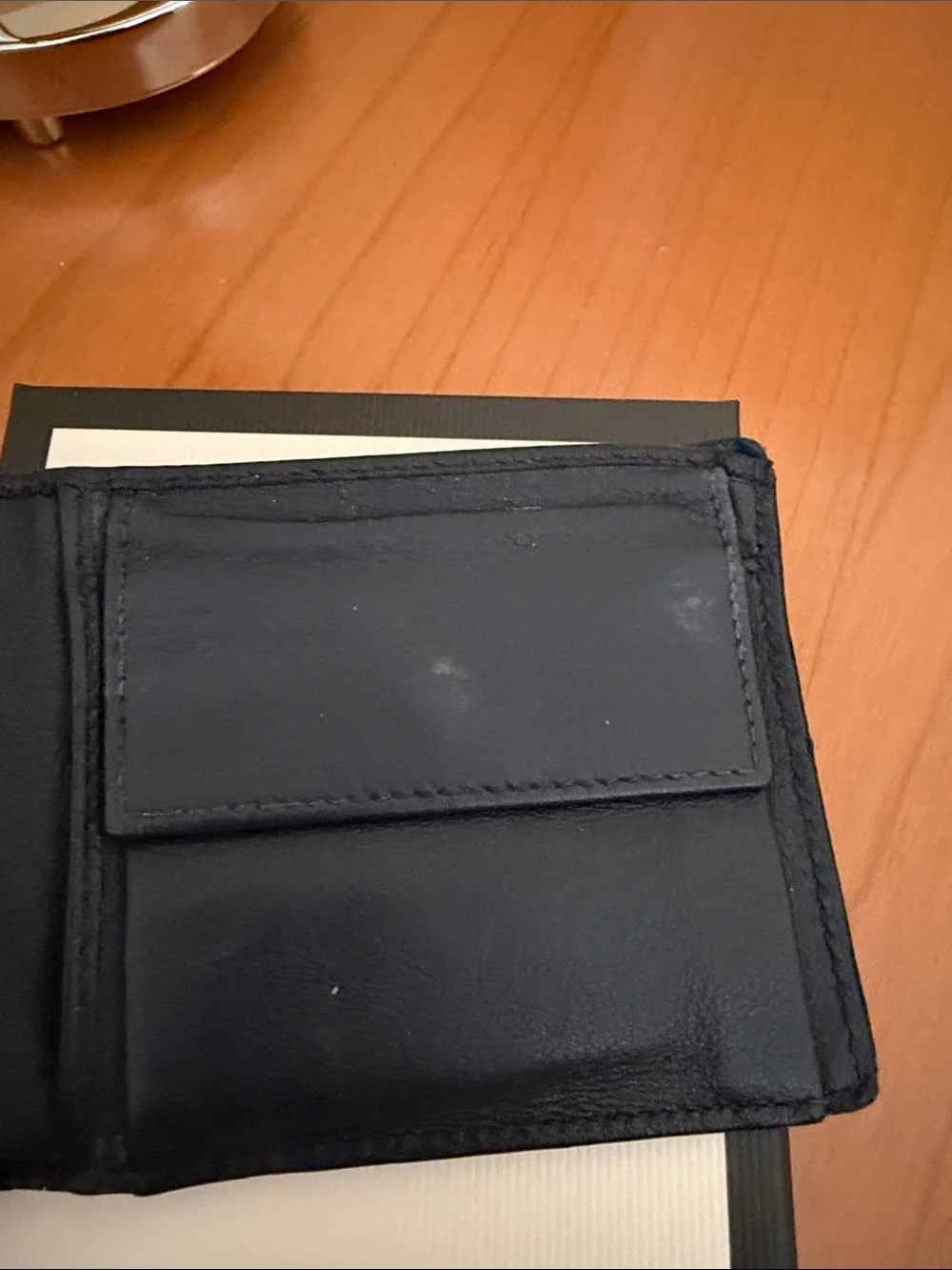 Gucci DARK BLUE Embossed Leather Bi-Fold Wallet with Logo Pattern